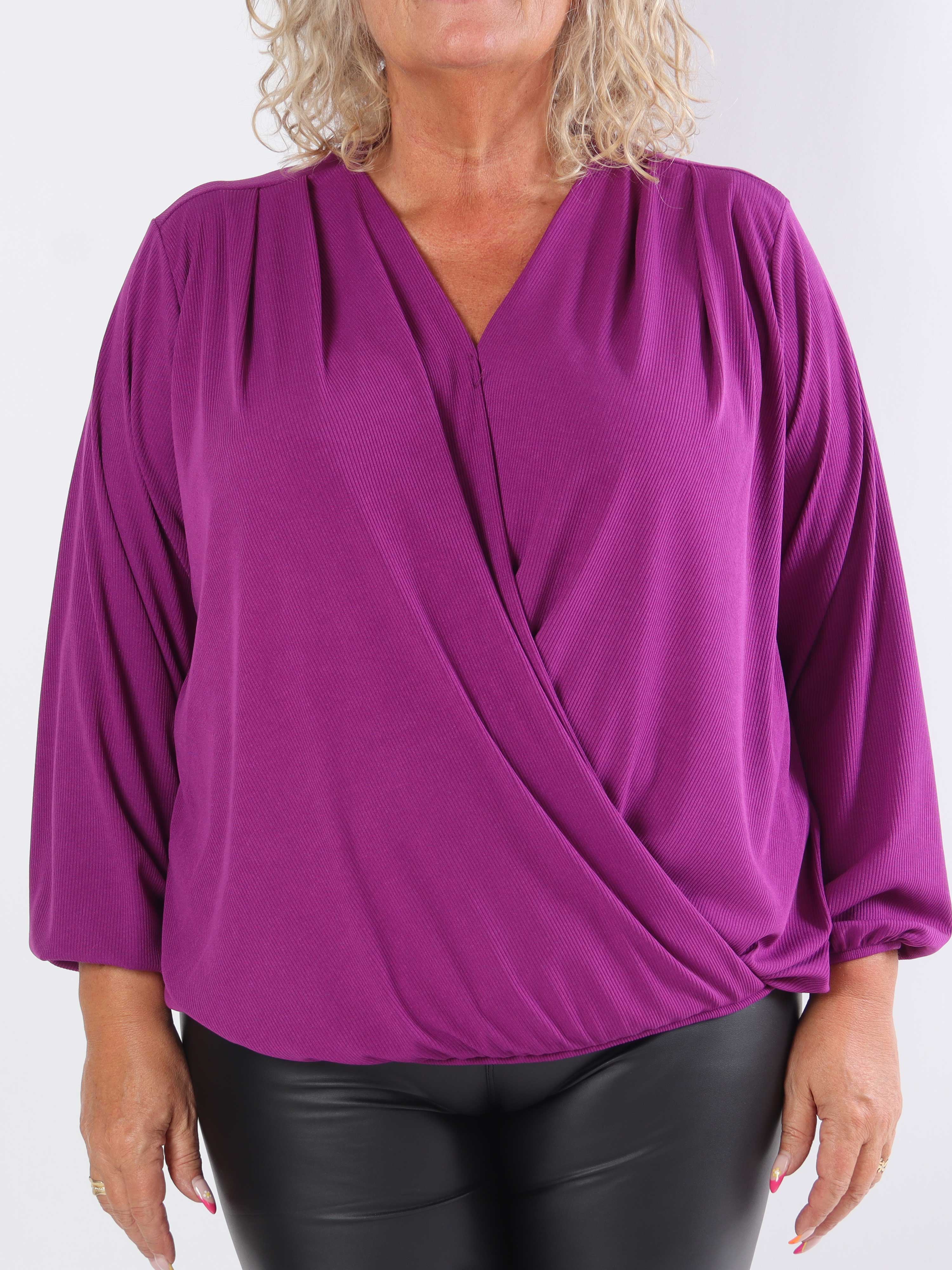 Naomi - Ribbet plus size tunika med elastik